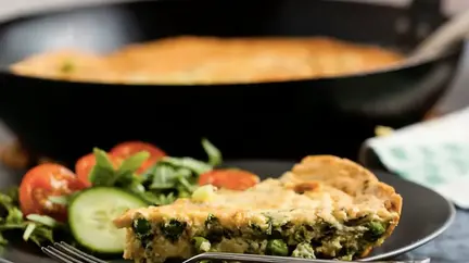 Herbed_Frittata_Recipe_with_Spring_Peas_Arugula_Delicious_Breakfast_Easy_to_Make_Savory_Dish_Vibrant_Flavors_Fresh_Herbs_Nutritious_Wholesome_Meal_Vegetarian_Option_Light_and_Satisfying_ayurveda_food_ayurvedic